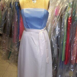 Alfred Sung D400...Full Length, Satin, strapless Dress....Cloudy / Ivory..Sz 10